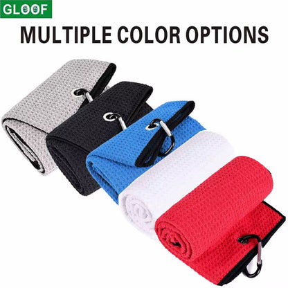 40X60Cm Tri-Fold Golf Towel Premium Microfiber Fabricwaffle Patternheavy Duty Carabiner Clip 5 Group of Color Options Golf Towel