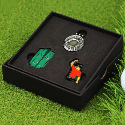 Golf Ball Mark with Golf Hat Clip Alloy Marker Golf Divot Repair Tool Golf Accessories Putting Green Fork Caps Clip Ball Markers