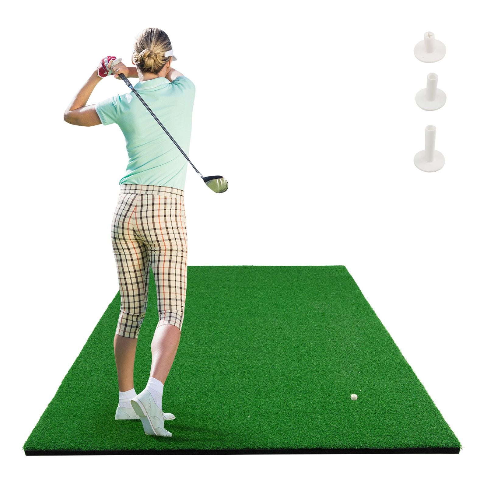 Golf Hitting Mat with Synthetic Turf and 2 Tee Positions