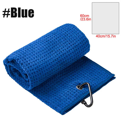 40X60Cm Tri-Fold Golf Towel Premium Microfiber Fabricwaffle Patternheavy Duty Carabiner Clip 5 Group of Color Options Golf Towel