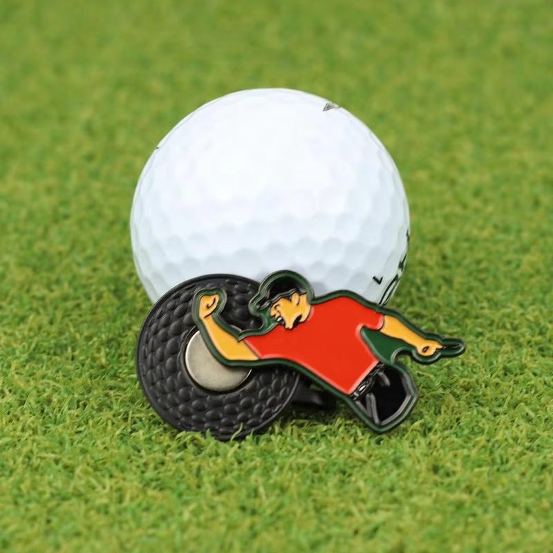 Golf Ball Mark with Golf Hat Clip Alloy Marker Golf Divot Repair Tool Golf Accessories Putting Green Fork Caps Clip Ball Markers