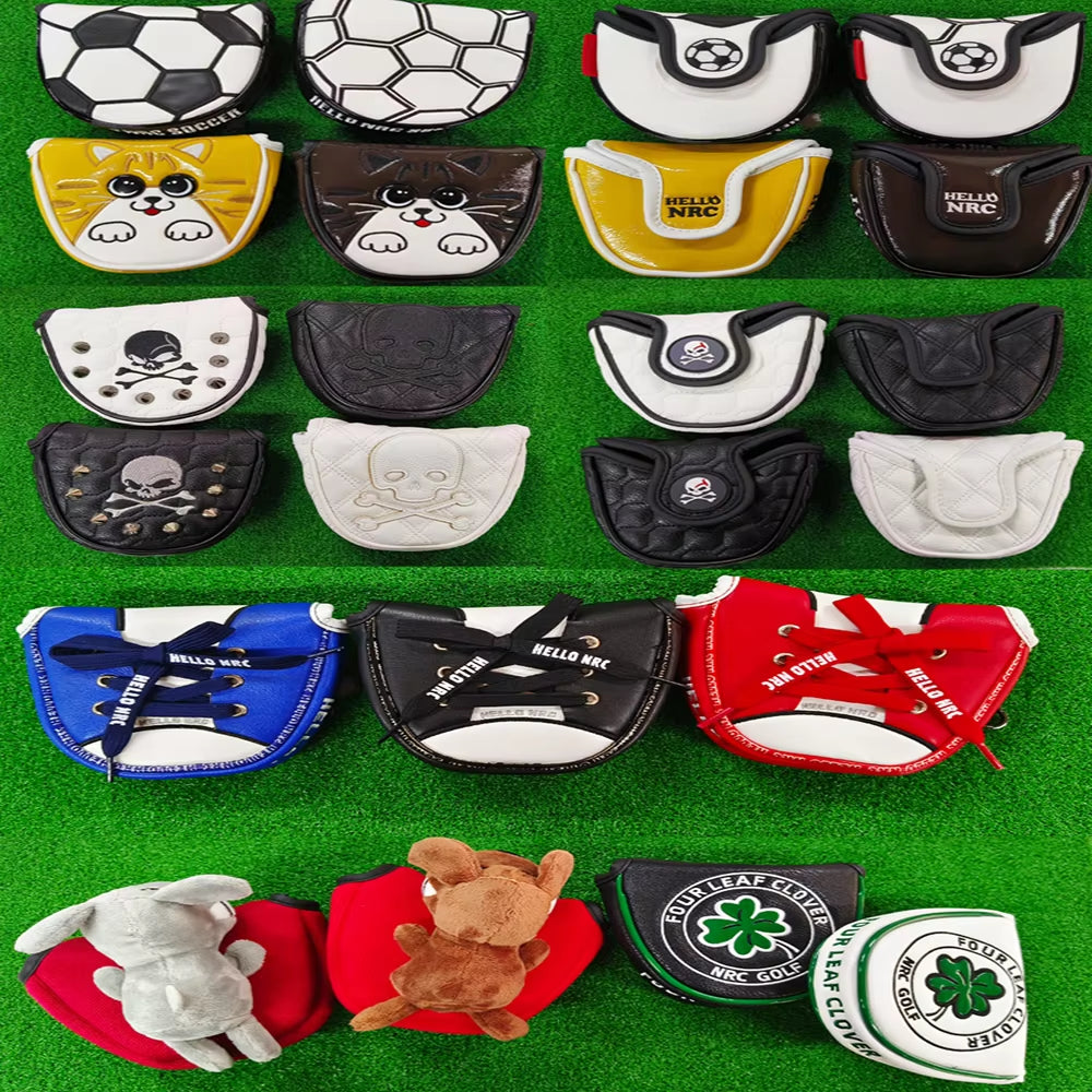 Golf Mallet Putter Covers Magnetic/Magic Tape Closure Synthetic Leather Multi Style Panda Cat Akita Durable Soft Golf Headcovers