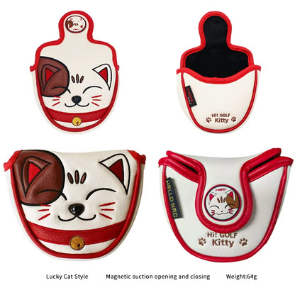 Golf Mallet Putter Covers Magnetic/Magic Tape Closure Synthetic Leather Multi Style Panda Cat Akita Durable Soft Golf Headcovers