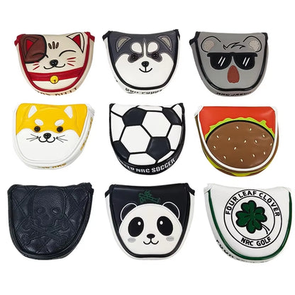 Golf Mallet Putter Covers Magnetic/Magic Tape Closure Synthetic Leather Multi Style Panda Cat Akita Durable Soft Golf Headcovers