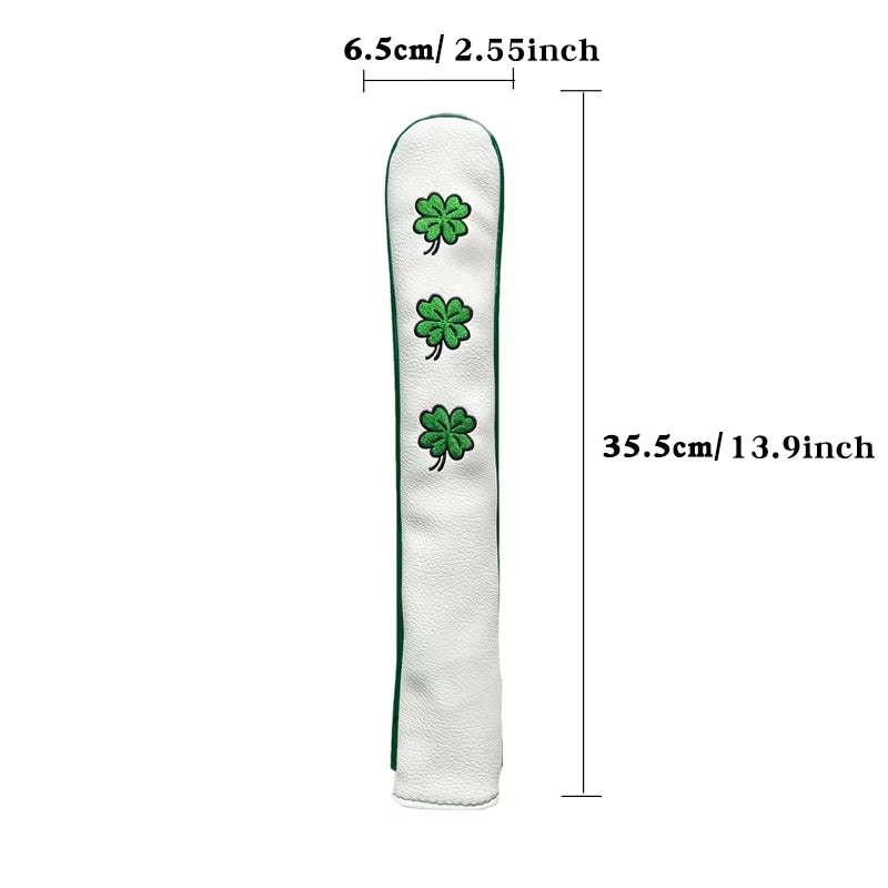 Golf Head Cover Four Leaf Clover Golf Wood Headcover for Driver Fairway Hybrid Putter PU Leather Waterproof Black White Covers