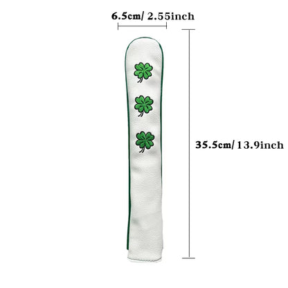 Golf Head Cover Four Leaf Clover Golf Wood Headcover for Driver Fairway Hybrid Putter PU Leather Waterproof Black White Covers