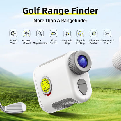 Golf Rangefinder with Slope Switch 1000Y Golf Range Finders with Magnetic Strip Flag Lock Vibration for Tournament Legal