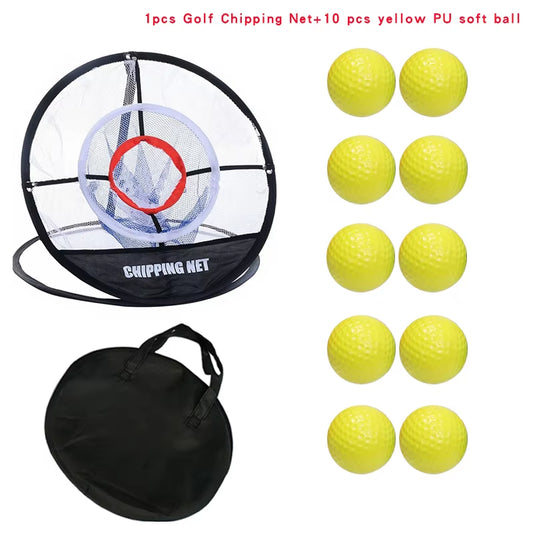 Golf Swing Trainer Chipping Net Golf Training Aids Indoor Outdoor Foldable Chipping Pitching Cages Hitting Mat