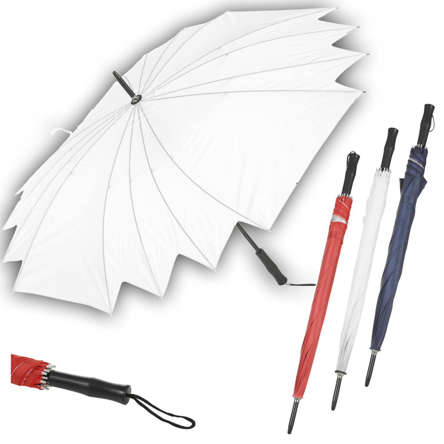 80Cm Bridal Umbrella Black Grip Handle Golf Fishing Unisex Men Women Rain Brolly