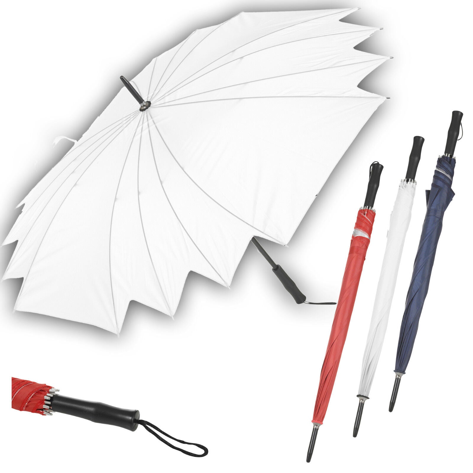 80Cm Bridal Umbrella Black Grip Handle Golf Fishing Unisex Men Women Rain Brolly