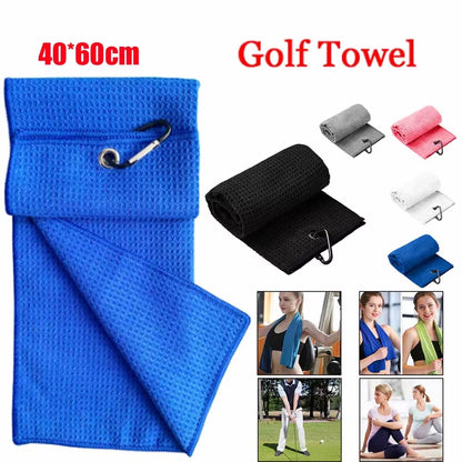 40X60Cm Tri-Fold Golf Towel Premium Microfiber Fabricwaffle Patternheavy Duty Carabiner Clip 5 Group of Color Options Golf Towel