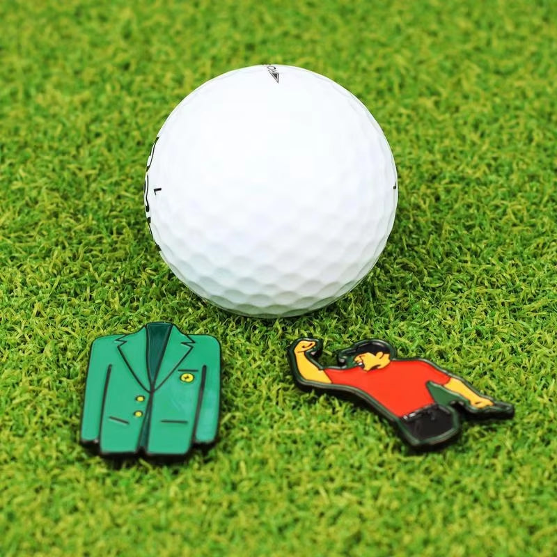 Golf Ball Mark with Golf Hat Clip Alloy Marker Golf Divot Repair Tool Golf Accessories Putting Green Fork Caps Clip Ball Markers