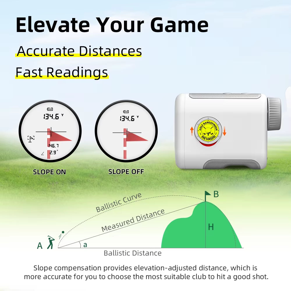 Golf Rangefinder with Slope Switch 1000Y Golf Range Finders with Magnetic Strip Flag Lock Vibration for Tournament Legal