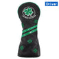 Golf Head Cover Four Leaf Clover Golf Wood Headcover for Driver Fairway Hybrid Putter PU Leather Waterproof Black White Covers