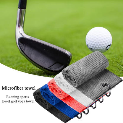 40X60Cm Tri-Fold Golf Towel Premium Microfiber Fabricwaffle Patternheavy Duty Carabiner Clip 5 Group of Color Options Golf Towel